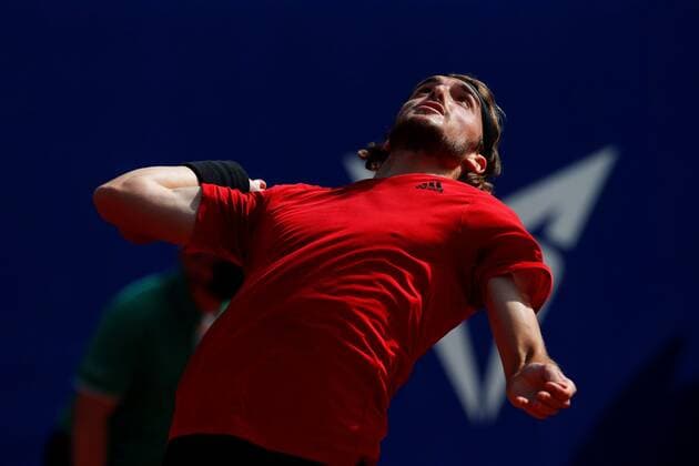 Greek tennis player Stefanos Tsitsipas in action against Spanish tennis player Rafa Nadal during the Barcelona Open Banc Sabadell - Conde de Godo tournament final game in Barcelona, Spain, 25 April 2021. Rafa Nadal vs Stefanos Tsitsipas !ACHTUNG: NUR REDAKTIONELLE NUTZUNG!  Copyright: xAlejandroxGarcíax GRAF2087 20210425-637549717888406527