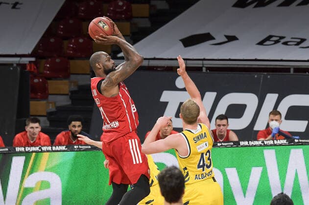 James Gist FC Bayern Basketball 21 with many misses,FC Bayern Basketball Alba Berlin, Basketball, Basketball Bundesliga, 25 04 2021 Muenchen Bayern Germany Copyright: xkolbert-press BurghardxSchreyerx