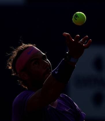 Spanish tennis player Rafa Nadal in action against Greek tennis player Stefanos Tsitsipas during the Barcelona Open Banc Sabadell - Conde de Godo tournament final game in Barcelona, Spain, 25 April 2021. Rafa Nadal vs Stefanos Tsitsipas !ACHTUNG: NUR REDAKTIONELLE NUTZUNG!  Copyright: xAlejandroxGarcíax GRAF2155 20210425-637549746001092505