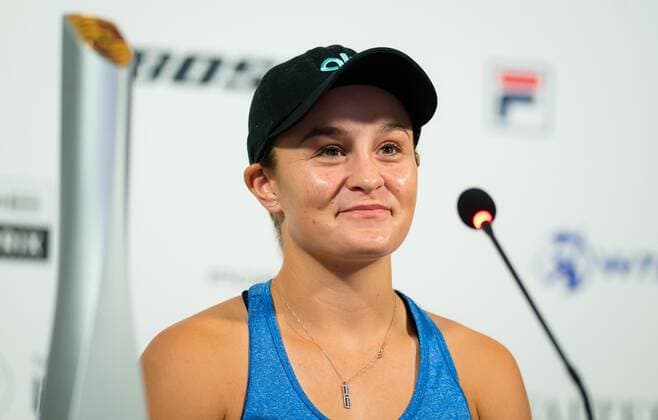 Mandatory Credit: Photo by Rob Prange Shutterstock (11864533ao) Ashleigh Barty of Australia talks to the media after winning the finals of the 2021 Porsche Tennis Grand Prix WTA, Tennis Damen 500 tournament Porsche Tennis Grand Prix, Tennis, Stuttgart, Germany - 25 Apr 2021 Porsche Tennis Grand Prix, Tennis, Stuttgart, Germany - 25 Apr 2021  Copyright: xRobxPrange Shutterstockx 11864533ao