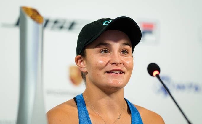 April 25, 2021, STUTTGART, GERMANY: Ashleigh Barty of Australia talks to the media after winning the finals of the 2021 Porsche Tennis Grand Prix WTA, Tennis Damen 500 tournament STUTTGART GERMANY - ZUMAa181 20210425_zaa_a181_331 Copyright: xRobxPrangex