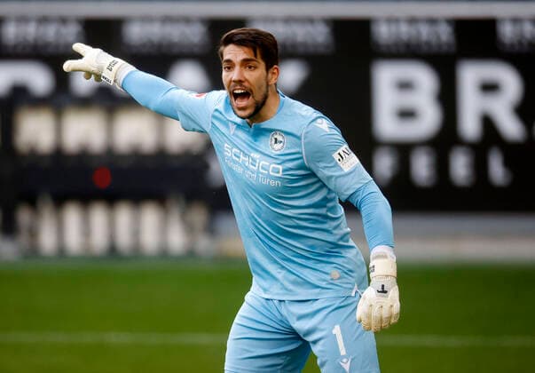 Mönchengladbach, Germany, 1 Fußball BL, 20 Spieltag, Borussia Mönchengladbach DSC Arminia Bielefeld 5 0 on 25 04 2021 at Borussia Park in Mönchengladbach Goalkeeper Stefan ORTEGA AB