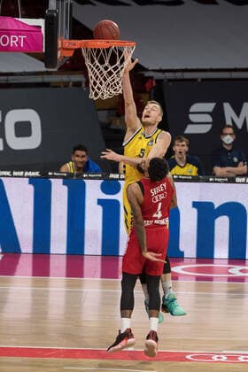 Basketball, BBL, 20210425, FC Bayern München Alba Berlin In the picture Niels GIFFEY Alba Berlin, 5 throw basket Munich Audi Dome Bayern Germany Copyright: Passion2Press MarkusxFischerx
