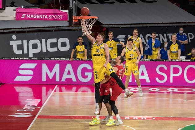 Basketball, BBL, 20210425, FC Bayern München Alba Berlin In the picture Ben LAMMERS Alba Berlin, 50 basket Munich Audi Dome Bayern Germany Copyright: Passion2Press MarkusxFischerx