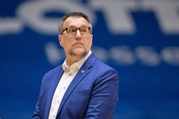 Fraport Skyliners Mitteldeutscher BC, easyCredit BBL Head Coach Silvano Poropat Mitteldeutscher BC Basketball match of the easyCredit BBL between Fraport Skyliners and Mitteldeutscher BC on 25 April 2021 at Fraport Arena in Frankfurt am Main , Frankfurt am Main Hesse Germany Fraport Arena