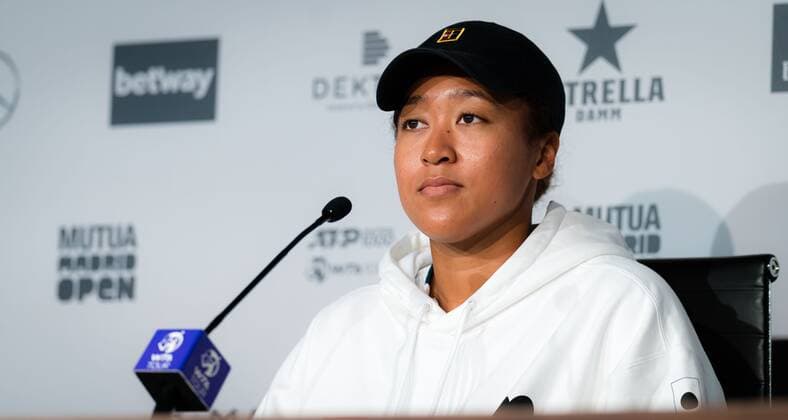 Mandatory Credit: Photo by Rob Prange Shutterstock (11876848d) Naomi Osaka of Japan talks to thee media ahead of the 2021 Mutua Madrid Open WTA, Tennis Damen 1000 tournament Mutua Madrid Open Qualifying, Tennis, La Caja Magica, Madrid, Spain - 27 Apr 2021 Mutua Madrid Open Qualifying, Tennis, La Caja Magica, Madrid, Spain - 27 Apr 2021  Copyright: xRobxPrange Shutterstockx 11876848d