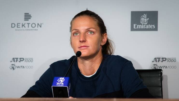 Mandatory Credit: Photo by Rob Prange Shutterstock (11876848m) Karolina Pliskova of the Czech Republic talks to the media ahead of the 2021 Mutua Madrid Open WTA, Tennis Damen 1000 tournament Mutua Madrid Open Qualifying, Tennis, La Caja Magica, Madrid, Spain - 27 Apr 2021 Mutua Madrid Open Qualifying, Tennis, La Caja Magica, Madrid, Spain - 27 Apr 2021  Copyright: xRobxPrange Shutterstockx 11876848m