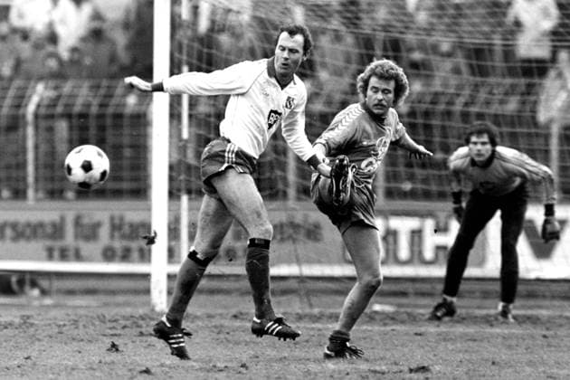 BECKENBAUER Franz team HSV with PLUECKEN Hans football Bundesliga season 1980 1981 match Bayer Uerdingen HSV on 14 03 1981 in Krefeld