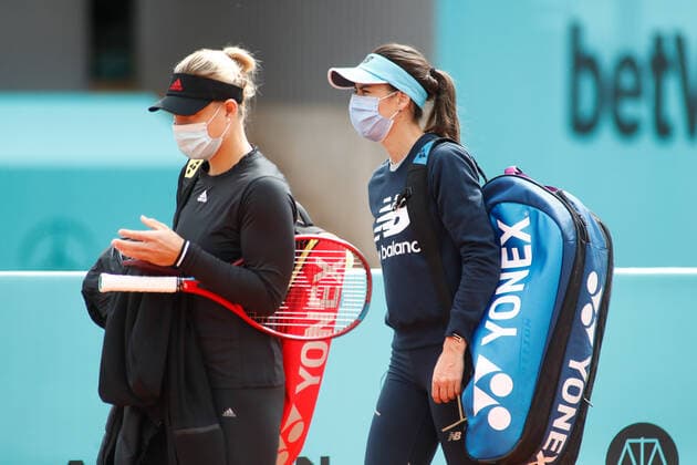 April 27, 2021, MADRID, MADRID, SPAIN: Angelique Kerber of Germany practice during the day one of the WTA, Tennis Damen 1000 - Mutua Madrid Open 2021 at La Caja Magica on April 27, 2021 in Madrid, Spain. MADRID SPAIN - ZUMAa181 20210427_zaa_a181_093 Copyright: xOscarxJ.xBarrosox