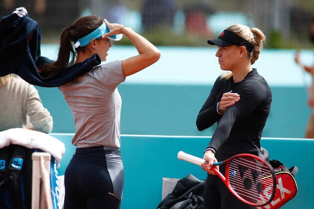 April 27, 2021, MADRID, MADRID, SPAIN: Angelique Kerber of Germany practice during the day one of the WTA, Tennis Damen 1000 - Mutua Madrid Open 2021 at La Caja Magica on April 27, 2021 in Madrid, Spain. MADRID SPAIN - ZUMAa181 20210427_zaa_a181_094 Copyright: xOscarxJ.xBarrosox