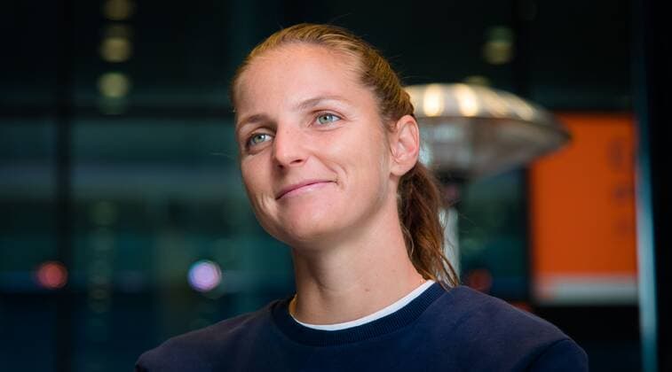 Mandatory Credit: Photo by Rob Prange Shutterstock (11876848ax) Karolina Pliskova of the Czech Republic talks to the media ahead of the 2021 Mutua Madrid Open WTA, Tennis Damen 1000 tournament Mutua Madrid Open Qualifying, Tennis, La Caja Magica, Madrid, Spain - 27 Apr 2021 Mutua Madrid Open Qualifying, Tennis, La Caja Magica, Madrid, Spain - 27 Apr 2021  Copyright: xRobxPrange Shutterstockx 11876848ax