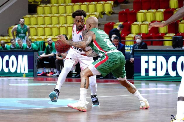 Dee Bost (AS Monaco) - Jordan Theodore (Unics Kazan) BASKETBALL : Monaco vs Unics Kazan - Finale Eurocoupe - Match 1 - Monaco - 27 04 2021 