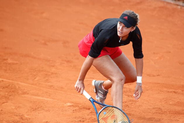 April 27, 2021, MADRID, MADRID, SPAIN: Anna Kalinskaya of Russia in action during his Women s Singles match against Irina-Camelia Begu of Romania on Qualify day one of the WTA, Tennis Damen 1000 - Mutua Madrid Open 2021 at La Caja Magica on April 27, 2021 in Madrid, Spain. MADRID SPAIN - ZUMAa181 20210427_zaa_a181_121 Copyright: xOscarxJ.xBarrosox