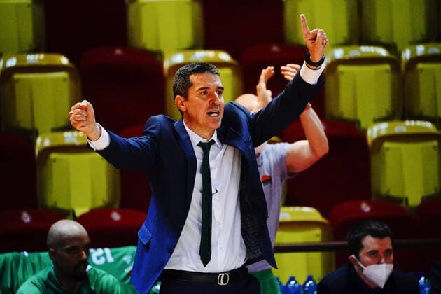 BASKETBALL Monaco vs Unics Kazan Final Eurocoupe Match 1 Monaco 27 04 2021 Dimitris Priftis Coach de Unics Kazan Monaco Monaco Poolfoto Norbert Scanella PanoramiC ,EDITORIAL USE ONLY