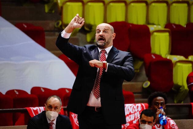 BASKETBALL Monaco vs Unics Kazan Final Eurocoupe Match 1 Monaco 27 04 2021 Zvezdan Mitrovic Coach de l AS Monaco Monaco Poolfoto Norbert Scanella PanoramiC ,EDITORIAL USE ONLY