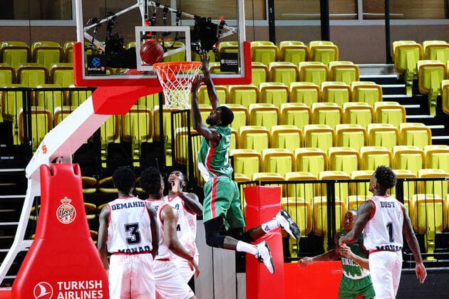 BASKETBALL Monaco vs Unics Kazan Final Eurocoupe Match 1 Monaco 27 04 2021 Isaiah Canaan Unics Kazan Monaco Monaco Poolfoto Norbert Scanella PanoramiC ,EDITORIAL USE ONLY