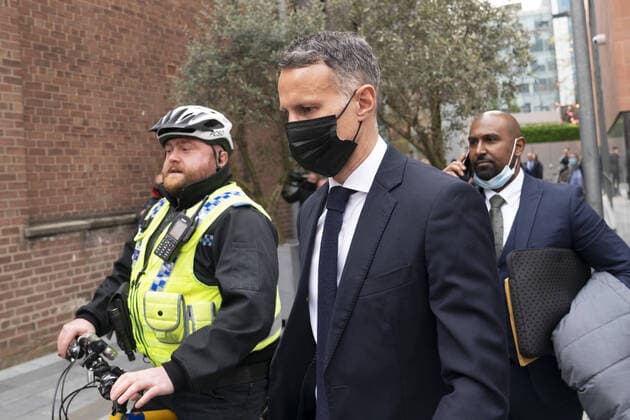Mandatory Credit: Photo by JON SUPER Shutterstock (11879108j) Picture shows Ryan Giggs leaves court in Manchester, England, Wednesday April 28, 2021. Ryan Giggs court arrival, Manchester, Britain. Ryan Giggs court arrival, Manchester, Britain.  Copyright: xJONxSUPER Shutterstockx 11879108j