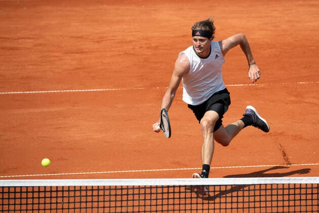 Alexander Zverev GER , from top Tennis BMW Open 2021 ATP MTTC Iphitos Munich Germany 28 April 2021 Copyright: xJuergenxHasenkopfx