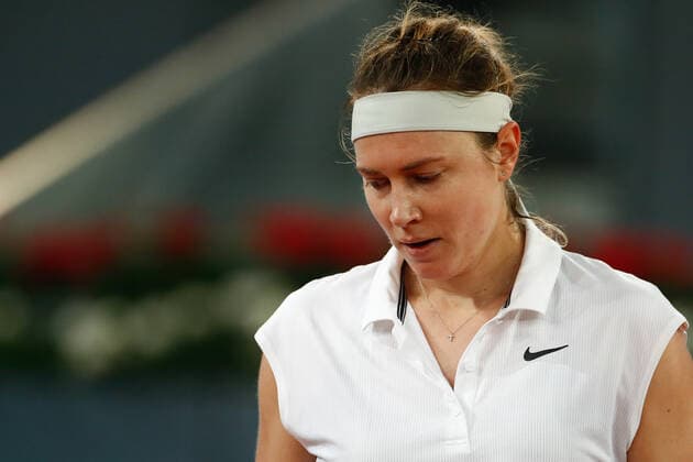 April 28, 2021, MADRID, MADRID, SPAIN: Stefanie Voegele of Switzerland looks on during her Women s Singles Qualify match against Irina-Camelia Begu of Romania during the WTA, Tennis Damen 1000 - Mutua Madrid Open 2021 at La Caja Magica on April 28, 2021 in Madrid, Spain. MADRID SPAIN - ZUMAa181 20210428_zaa_a181_073 Copyright: xOscarxJ.xBarrosox