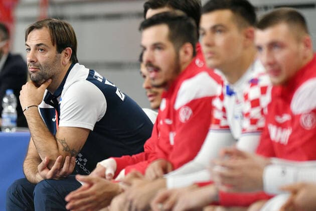 PXL_Croatia v Slovakia - Men s EHF Euro Cup 2022 VARAZDIN, CROATIA - APRIL 28: Assistant coach of the Croatian national handball team Ivano Balic during the EHF EURO CUP 2022 match between Croatia and Slovakia on April 28, 2021 in City sports hall in Varazdin, Croatia. VjeranxZganecxRogulja PIXSELL