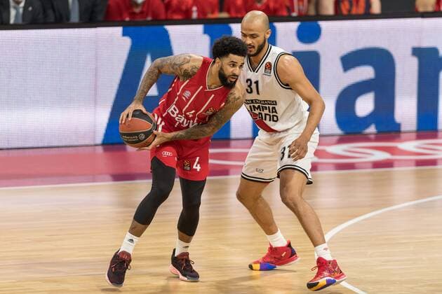 Basketball, Euroleague, day0 04 2021, FC Bayern Munich Armani Olimpia Milan Pictured Dennis Jerome SEELEY FC Bayern Munich, 4 and Shavon SHIELDS Armani Olimpia Milan, 31 Munich Audi Dome Bayern Germany. Copyright: Passion2Press.dex xMarkusxFischerx
