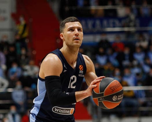 April 28, 2021, Saint Petersburg, Russia: Billy Baron (12) of Zenit Saint Petersburg seen in action during the 2020 2021 Turkish Airlines Euroleague Playoffs Game 3 between Zenit Saint Petersburg and Barcelona at Sibur Arena. Saint Petersburg Russia - ZUMAs197 20210428_zaa_s197_178 Copyright: xMaksimxKonstantinovx