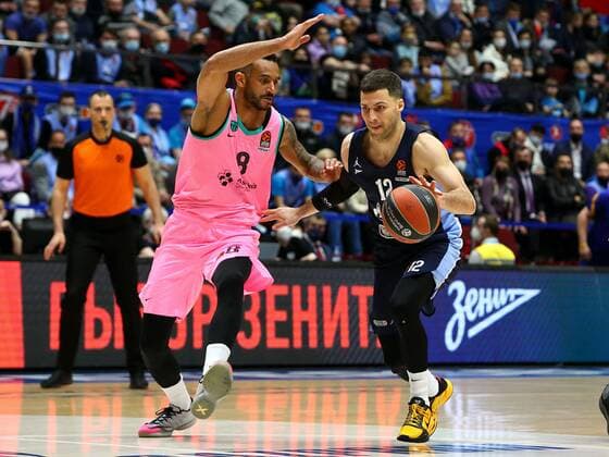 The Russian Federation. St. Petersburg. Euroleague Playoffs. BC Zenit vs BC Barcelona. Player AlexanderxKulebyakin