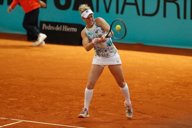 Laura Siegemund (GER), APRIL 28, 2021 - Tennis : Laura Siegemund of Germany during qualifying singles 2nd round match against Aliaksandra Sasnovic of Belarus on the WTA, Tennis Damen 1000 Mutua Madrid Open tennis tournament at the Caja Magica in Madrid, Spain. Noxthirdxpartyxsales  (0117005452st)