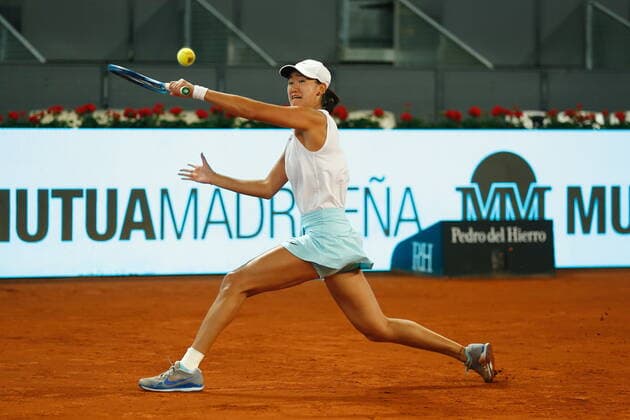 Xiyu Wang (CHN), APRIL 28, 2021 - Tennis : Xiyu Wang of China during qualifying singles 2nd round match against Ajla Tomljanovic of Australia on the WTA, Tennis Damen 1000 Mutua Madrid Open tennis tournament at the Caja Magica in Madrid, Spain. Noxthirdxpartyxsales  (0117005592st)