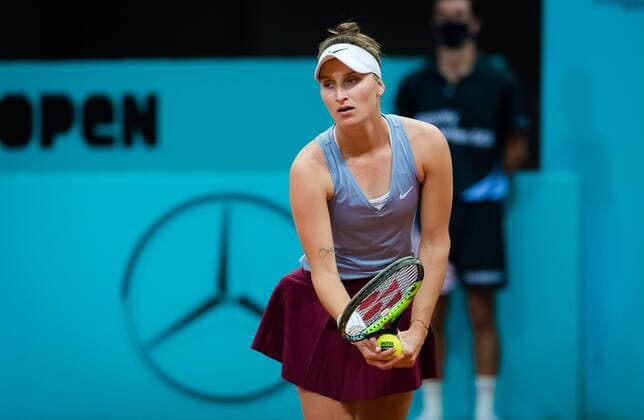 Mandatory Credit: Photo by Rob Prange Shutterstock (11876051a) Marketa Vondrousova of the Czech Republic in action during the first round of the 2021 Mutua Madrid Open WTA, Tennis Damen 1000 tournament Mutua Madrid Open, Tennis, La Caja Magica, Madrid, Spain - 29 Apr 2021 Mutua Madrid Open, Tennis, La Caja Magica, Madrid, Spain - 29 Apr 2021  Copyright: xRobxPrange Shutterstockx 11876051a
