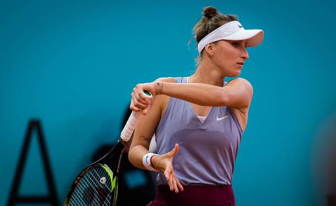 Mandatory Credit: Photo by Rob Prange Shutterstock (11876051l) Marketa Vondrousova of the Czech Republic in action during the first round of the 2021 Mutua Madrid Open WTA, Tennis Damen 1000 tournament Mutua Madrid Open, Tennis, La Caja Magica, Madrid, Spain - 29 Apr 2021 Mutua Madrid Open, Tennis, La Caja Magica, Madrid, Spain - 29 Apr 2021  Copyright: xRobxPrange Shutterstockx 11876051l