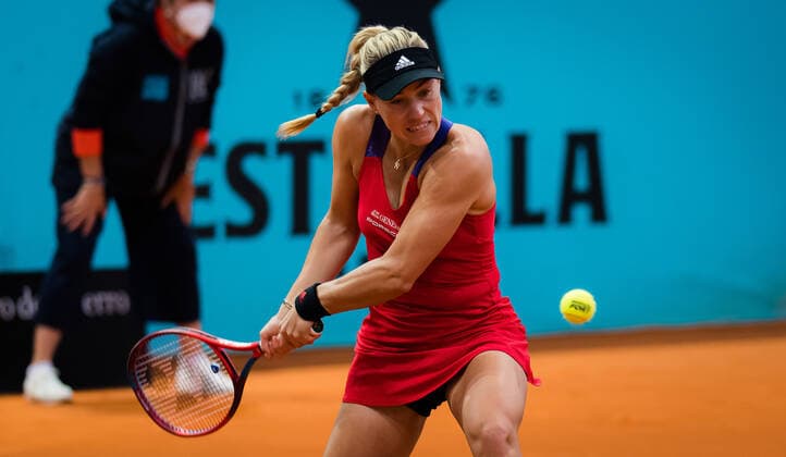April 29, 2021, MADRID, MADRID, SPAIN: Angelique Kerber of Germany in action during the first round of the 2021 Mutua Madrid Open WTA, Tennis Damen 1000 tournament against Marketa Vondrousova of the Czech Republic MADRID SPAIN - ZUMAa181 20210429_zaa_a181_011 Copyright: xRobxPrangex