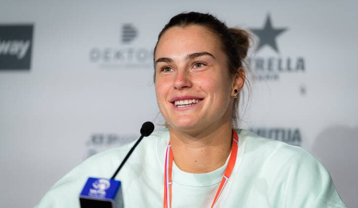 April 29, 2021, MADRID, MADRID, SPAIN: Aryna Sabalenka of Belarus talks to the media ahead of the 2021 Mutua Madrid Open WTA, Tennis Damen 1000 tournament MADRID SPAIN - ZUMAa181 20210429_zaa_a181_027 Copyright: xRobxPrangex