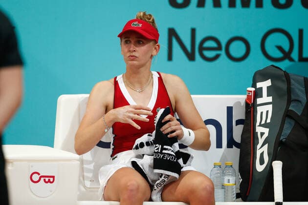 April 29, 2021, MADRID, MADRID, SPAIN: Jil Teichmann of Switzerland looks on during her Women s Singles match against Elina Svitolina of Ukraine during the WTA, Tennis Damen 1000 - Mutua Madrid Open 2021 at La Caja Magica on April 29, 2021 in Madrid, Spain. MADRID SPAIN - ZUMAa181 20210429_zaa_a181_045 Copyright: xOscarxJ.xBarrosox