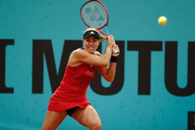 April 29, 2021, MADRID, MADRID, SPAIN: Angelique Kerber of Germany in action during her Women s Singles match against Marketa Vondrousova of Czech Republic during the WTA, Tennis Damen 1000 - Mutua Madrid Open 2021 at La Caja Magica on April 29, 2021 in Madrid, Spain. MADRID SPAIN - ZUMAa181 20210429_zaa_a181_050 Copyright: xOscarxJ.xBarrosox