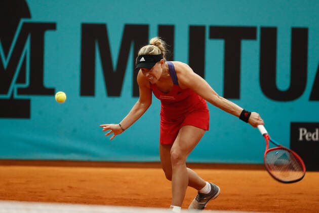 April 29, 2021, MADRID, MADRID, SPAIN: Angelique Kerber of Germany in action during her Women s Singles match against Marketa Vondrousova of Czech Republic during the WTA, Tennis Damen 1000 - Mutua Madrid Open 2021 at La Caja Magica on April 29, 2021 in Madrid, Spain. MADRID SPAIN - ZUMAa181 20210429_zaa_a181_051 Copyright: xOscarxJ.xBarrosox