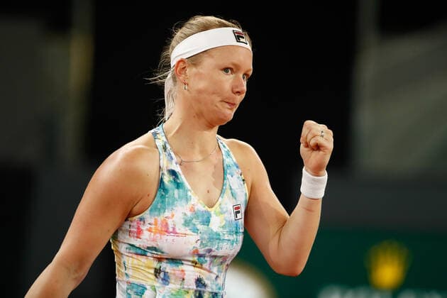 April 29, 2021, MADRID, MADRID, SPAIN: Kiki Bertens of The Netherlands celebrates the victory during her Women s Singles match against Victoria Jimenez Kasintseva of Andorra during the WTA, Tennis Damen 1000 - Mutua Madrid Open 2021 at La Caja Magica on April 29, 2021 in Madrid, Spain. MADRID SPAIN - ZUMAa181 20210429_zaa_a181_060 Copyright: xOscarxJ.xBarrosox