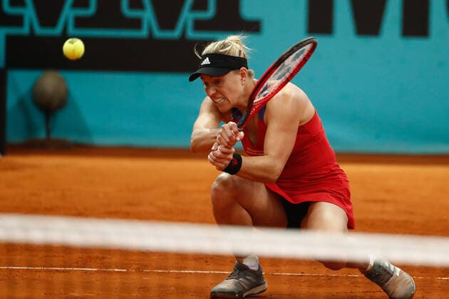 April 29, 2021, MADRID, MADRID, SPAIN: Angelique Kerber of Germany in action during her Women s Singles match against Marketa Vondrousova of Czech Republic during the WTA, Tennis Damen 1000 - Mutua Madrid Open 2021 at La Caja Magica on April 29, 2021 in Madrid, Spain. MADRID SPAIN - ZUMAa181 20210429_zaa_a181_071 Copyright: xOscarxJ.xBarrosox
