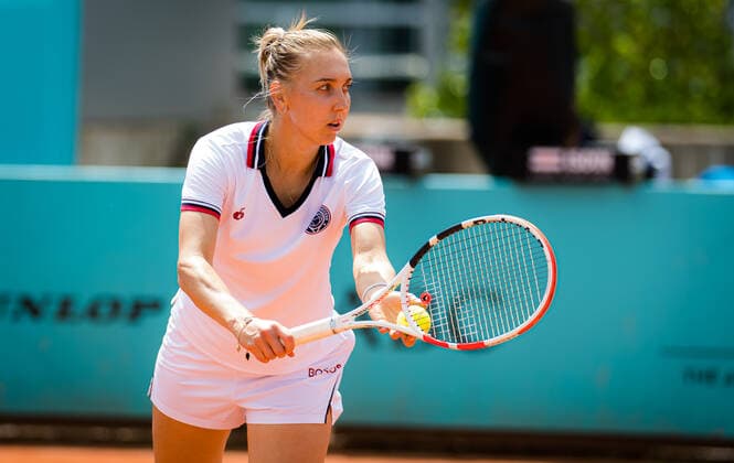April 29, 2021, MADRID, MADRID, SPAIN: Elena Vesnina of Russia in action during the first round of the 2021 Mutua Madrid Open WTA, Tennis Damen 1000 tournament against Veronika Kudermetova of Russia MADRID SPAIN - ZUMAa181 20210429_zaa_a181_112 Copyright: xRobxPrangex