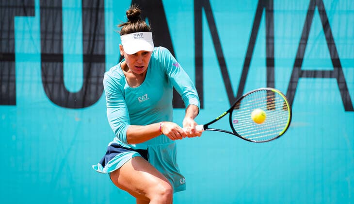 April 29, 2021, MADRID, MADRID, SPAIN: Veronika Kudermetova of Russia in action during the first round of the 2021 Mutua Madrid Open WTA, Tennis Damen 1000 tournament against Elena Vesnina of Russia MADRID SPAIN - ZUMAa181 20210429_zaa_a181_114 Copyright: xRobxPrangex