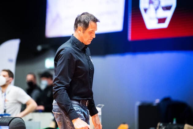 BARMER 2 Basketball Bundesliga ProA Playoff Matchday 5 Season 2020 2021 on 29 4 2021 Science City Jena vs Bayer Giants Leverkusen coach Hans Jürgen Gnad Leverkusen pensive and disappointed, portrait Sparkassen Arena