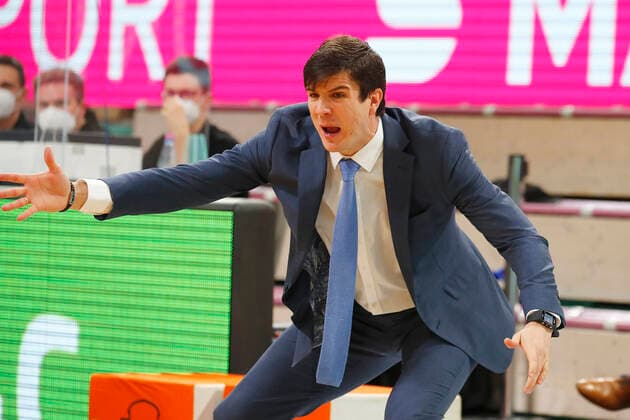 31 Matchday of the easyCredit BBL Basketball Bundesliga on 29 April 2021at the Oberfrankenhalle in Bayreuth Bavaria Germany season 2020 2021 Medi Bayreuth vs Basketball Hamburg Towers Pedro Calles Hamburg Towers coach