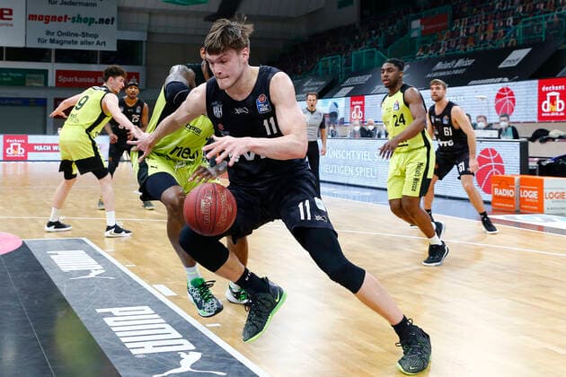 31 Matchday of the easyCredit BBL Basketball Bundesliga on 29 April 2021at the Oberfrankenhalle in Bayreuth Bavaria Germany Season 2020 2021 Medi Bayreuth vs Basketball Hamburg Towers Maik Kotsar Hamburg Towers 11