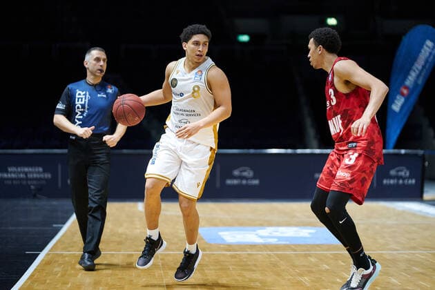 James Robinson No 8 Basketball Loewen Braunschweig Basketball Loewen Braunschweig soliver Wuerzburg Basketball Loewen Braunschweig soliver Wuerzburg, Basketball, BBL, season 2020 2021, 29 04 2021 Braunschweig. Copyright: xEibner-Pressefoto DanielxReineltx EP_DRT
