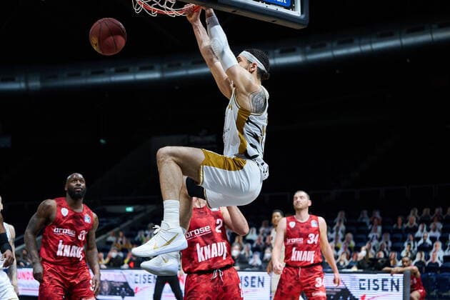 Gavin Schilling No 34 Basketball Loewen Braunschweig Basketball Loewen Braunschweig soliver Wuerzburg Basketball Loewen Braunschweig soliver Wuerzburg, Basketball, BBL, season 2020 2021, 29 04 2021 Braunschweig. Copyright: xEibner-Pressefoto DanielxReineltx EP_DRT