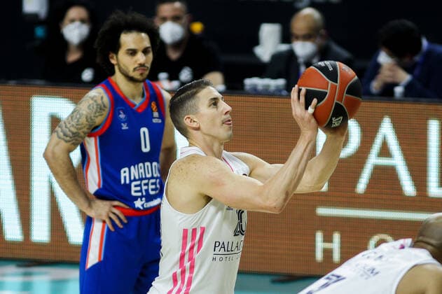 April 29, 2021, MADRID, MADRID, SPAIN: Jaycee Carrol of Real Madrid in action during the 2020 2021 Turkish Airlines Euroleague Play Off Game 4 between Real Madrid and Anadolu Efes Istanbul at WiZink Center on April 29, 2021 in Madrid, Spain. MADRID SPAIN - ZUMAa181 20210429_zaa_a181_272 Copyright: xIrinaxR.xHipolitox