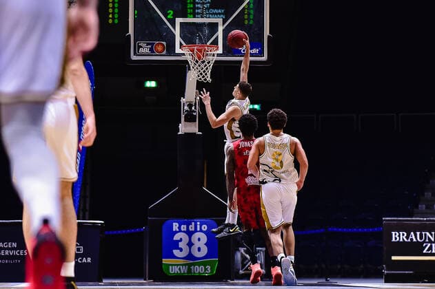 Basketball Men easyCredit BBL 31 Matchday Basketball Löwen Braunschweig s Oliver Würzburg on 28 04 2021 at the Volkswagen Halle in Braunschweig Basket Löwen Braunschweig xMNx