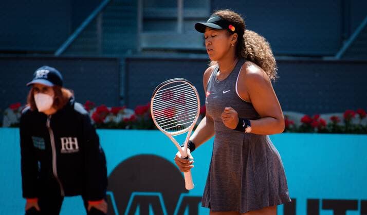 Mandatory Credit: Photo by Rob Prange Shutterstock (11882364a) Naomi Osaka of Japan in action during the first round of the 2021 Mutua Madrid Open WTA, Tennis Damen 1000 tournament 2021 Mutua Madrid Open Day 2 - 30 Apr 2021 2021 Mutua Madrid Open Day 2 - 30 Apr 2021  Copyright: xRobxPrange Shutterstockx 11882364a