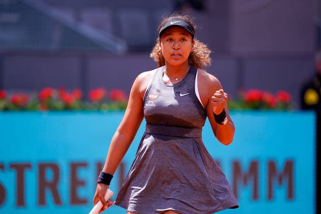 MADRID, SPAIN - APRIL 30: Naomi Osaka of Japan in action in her first round match against Misaki Doi of Japan during day two of the Mutua Madrid Open Tennis at La Caja Magica on April 30, 2021 in Madrid, Spain  Copyright: xxxx