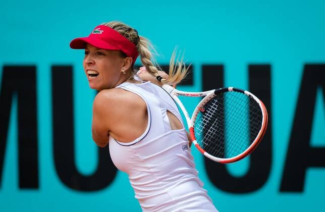 Mandatory Credit: Photo by Rob Prange Shutterstock (11876061e) Anett Kontaveit of Estonia in action during the first round of the 2021 Mutua Madrid Open WTA, Tennis Damen 1000 tournament Mutua Madrid Open, Tennis, La Caja Magica, Madrid, Spain - 30 Apr 2021 Mutua Madrid Open, Tennis, La Caja Magica, Madrid, Spain - 30 Apr 2021  Copyright: xRobxPrange Shutterstockx 11876061e